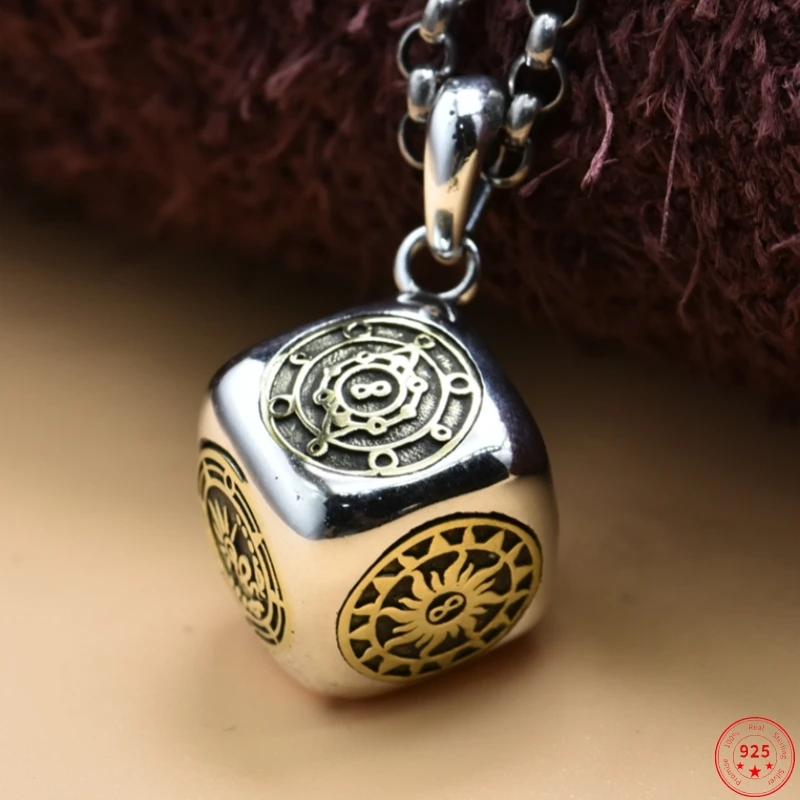 

S925 Sterling Silver Pendants for Women Men New Fashion Personality Solar Radiation Totem Punk Jewelry Gift Free Shipping