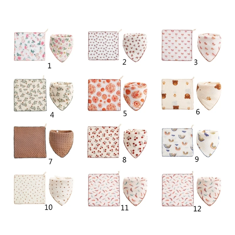 

Baby Facecloth Cotton Drooling Bibs Burp Cloth for Infant Baby Sweat Wipe Cloth High Absorbent Neck Scarf 2Pcs