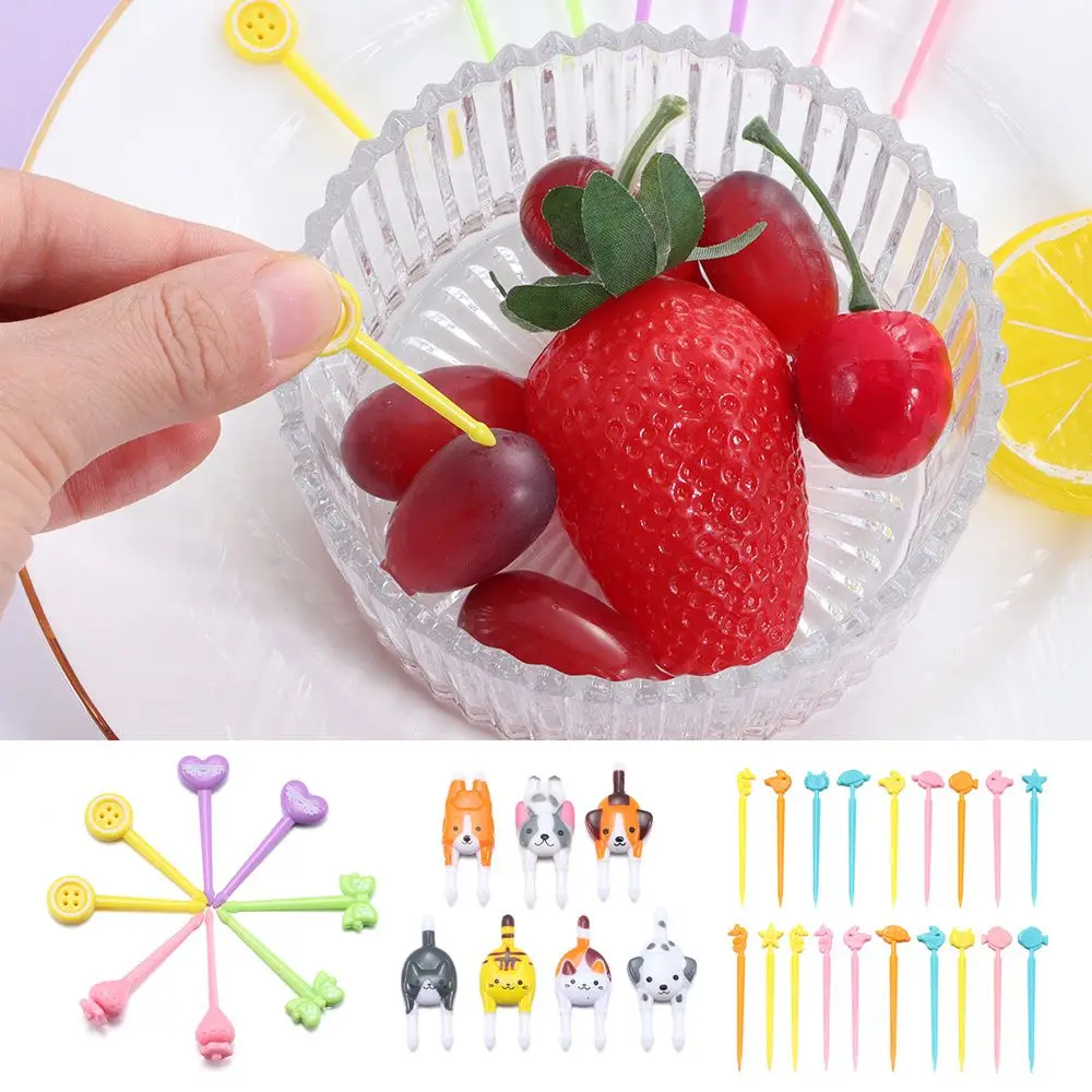 

Reusable Party Decoration Plasic Tableware Bento Crockery Children Fruit Forks Kids Food Picks Cute Mini Toothpicks