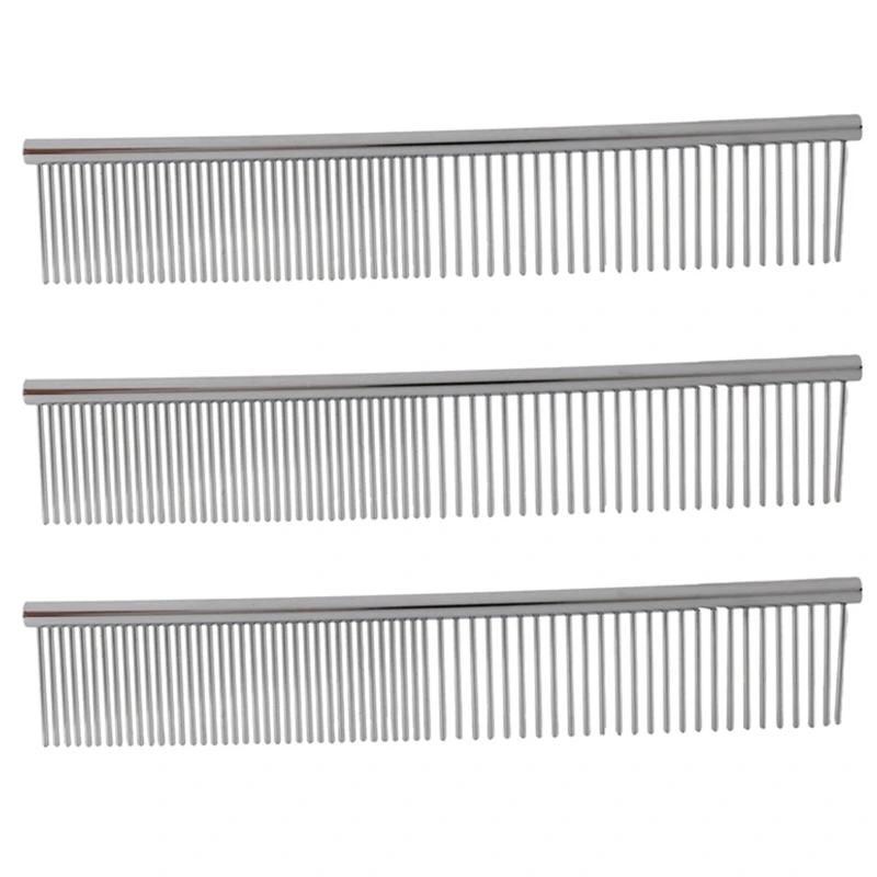 

3X инструмент для красоты, металлический уход, грабли, расческа серебряного цвета для питомцев, кошек, собак