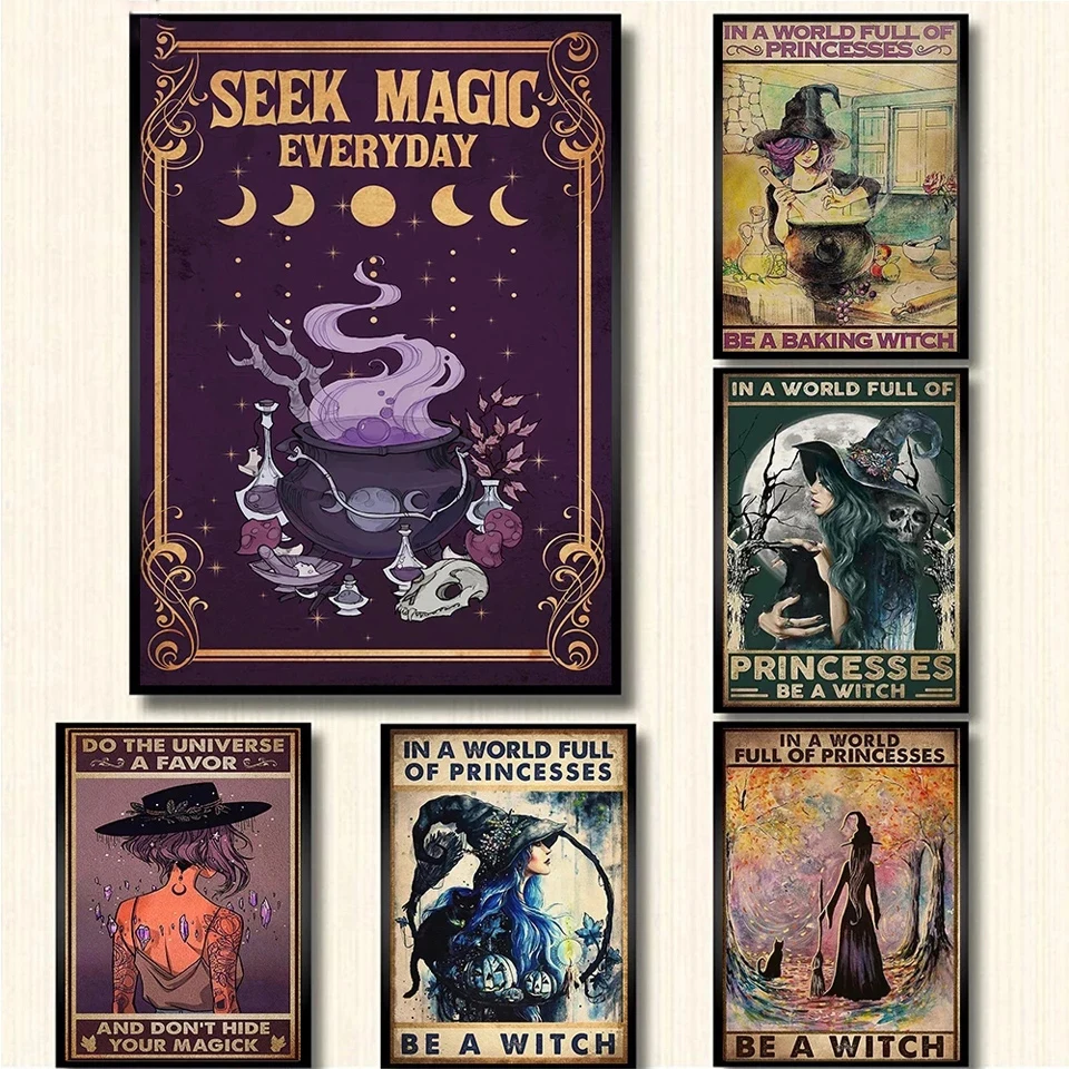 

Полноразмерная алмазная живопись «сделай сам», ретро, Хэллоуин в мире, принцесса, будьте ведьмой, алмазная вышивка, винтажный Настенный дек...