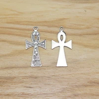 50pcslot silver color jesus ankh egyptian cross charms christian pendant for necklace earrings jewelry making accessories