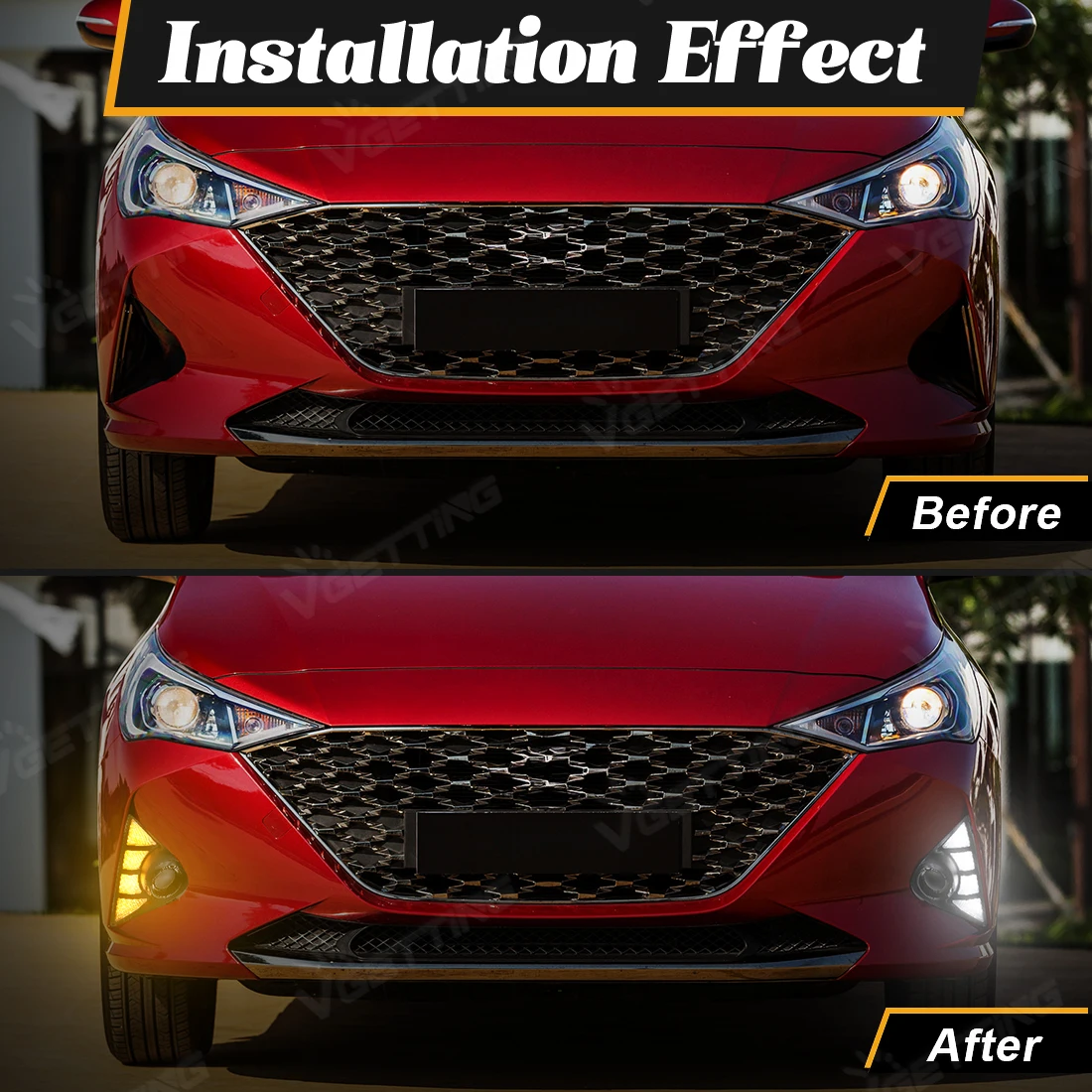 2-цветные светодиодные дневные ходовые огни для Hyundai Accent 2021 2022 2023 указатель поворота переднего бампера противотуманные фары DRL автомобильные аксессуары (art.: 3920cd4419b71) - 3920cd4419b71
