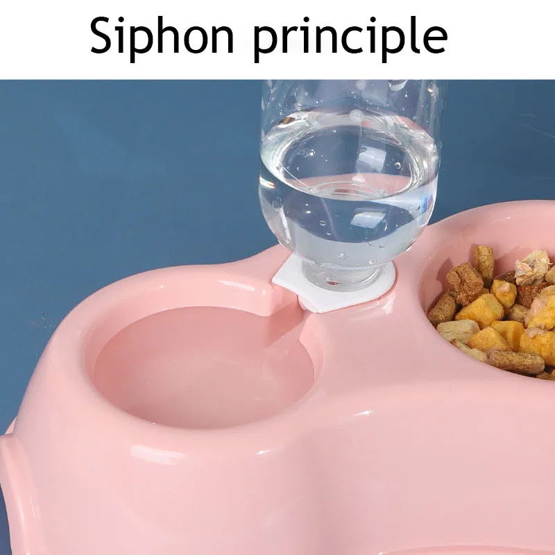Купить Миска для домашних животных, Макарон с бутылкой для питья, круглая пластиковая двойная миска, кошка и конфета, два в одном, кошка
