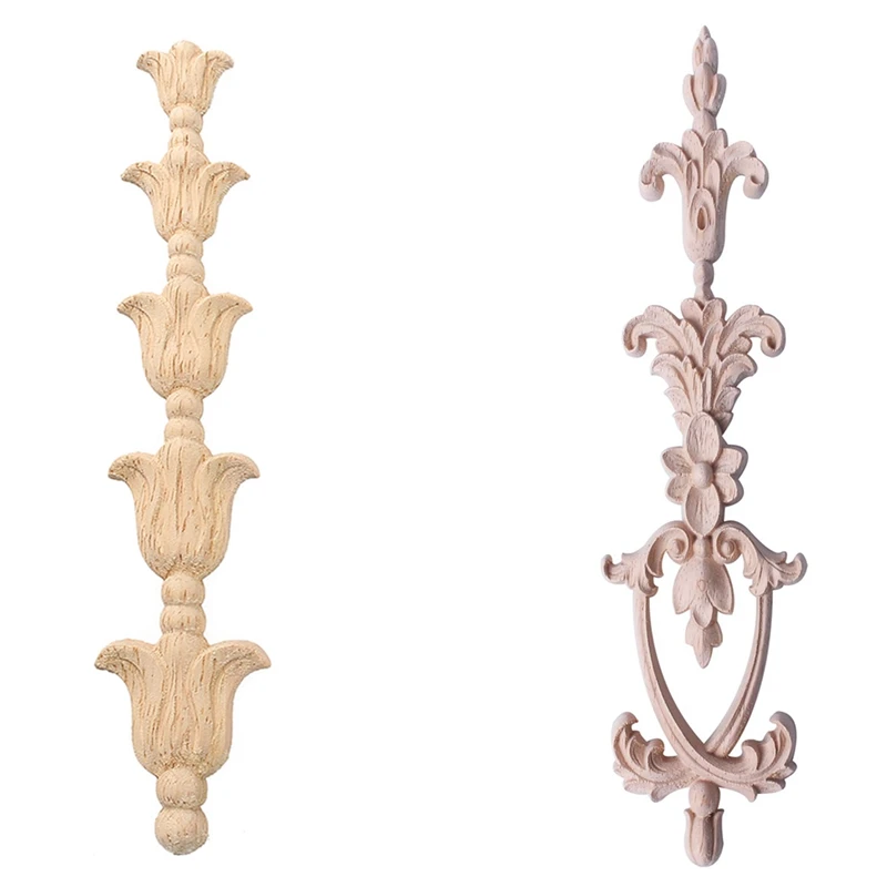

1X Wood Carved Corner Onlay Applique Unpainted Frame Decal for Home Furniture Decor Style:1 & 1X 25X6cm