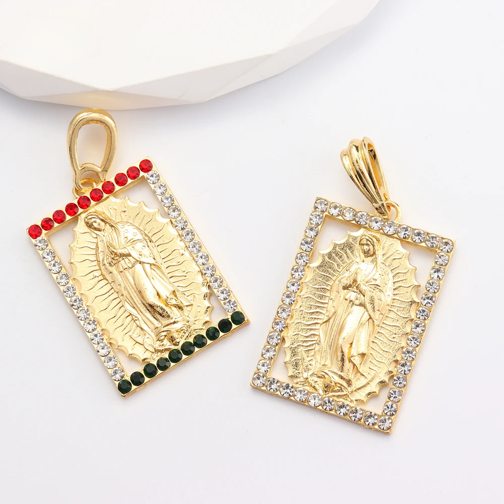Ruixi модный религиозный католический кулон Joyeria Virgen De Guadalupe Oro 14K трехцветный Девы