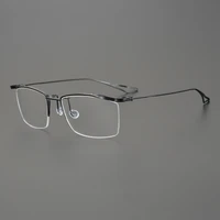 pure titanium business eyewear half frame glasses men square 6 8g ultra light eyeglasses myopia big face rim prescription lenses