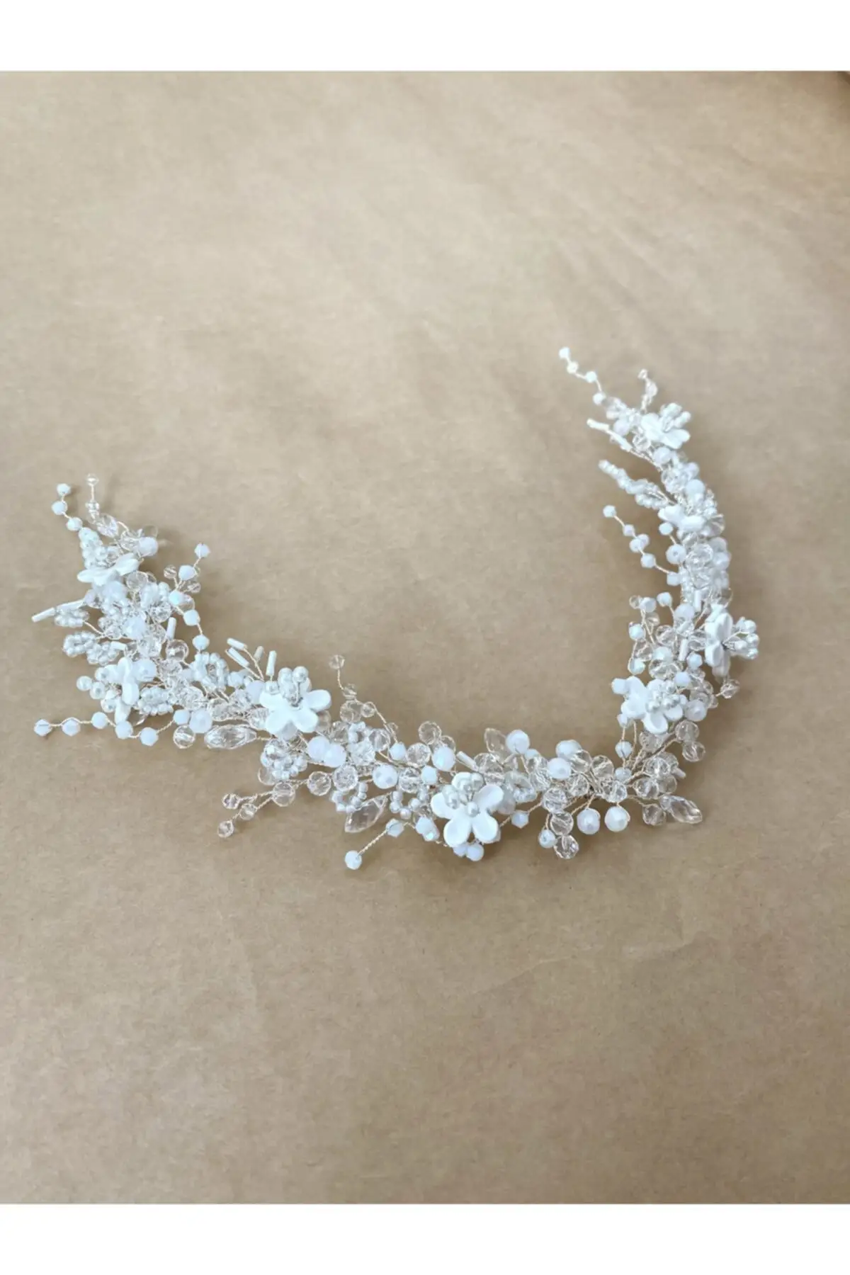 

Bridal Accessories White Bridal Crown Wedding Handmade For Bride And Bridesmaids