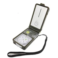 10 in 1 outdoor multi tool compass hygrometer thermometer led light whistle magnifier ruler camping survival tool tourism