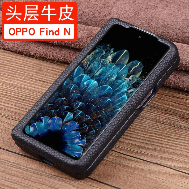 

Luxury Wrapped All Inclusive Protected Front and Back All Coverd with Genuine Lether Material Case for OPPO Find N Case