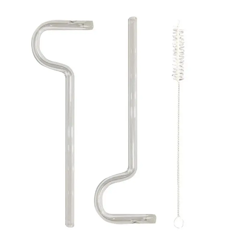 

Reusable Glass Straws Flute Straw Special-shaped High Borosilicate Transparent Straw Set Of 2 Juice Straw Horizontally Design