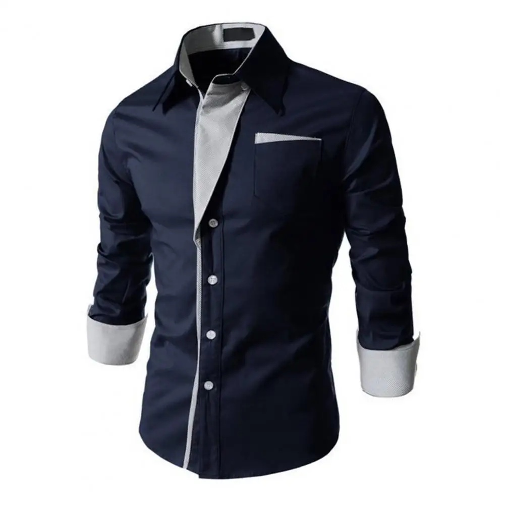 

Trendy Autumn Shirt Slim Fit Men Top Button Striped Autumn Shirt Thermal