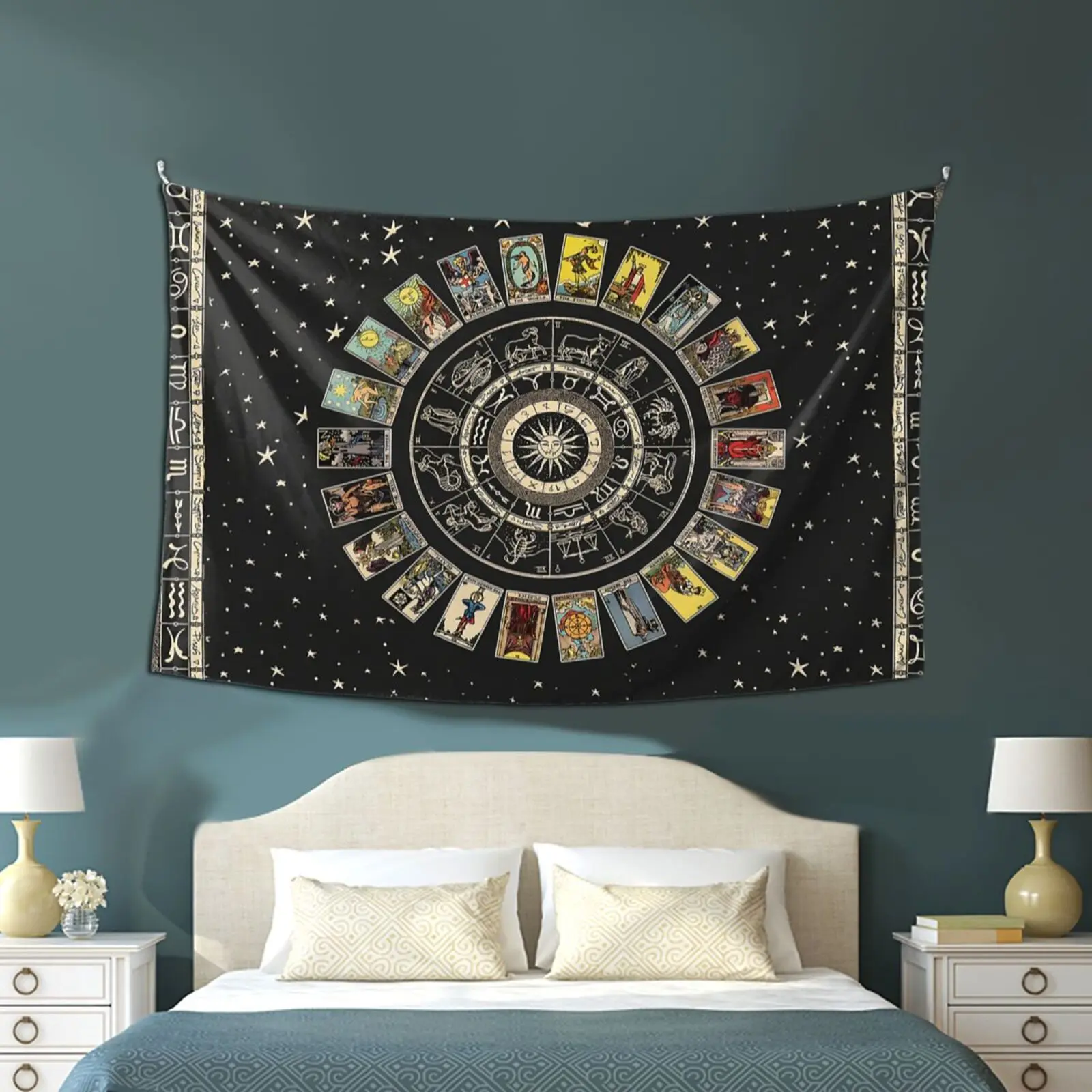 

Mandala Tarot Tapestry Wall Hanging Zodiac Star Plate Sun And Moon Psychedelic Witchcraft Hippie Astrolabe Academy Home Decor