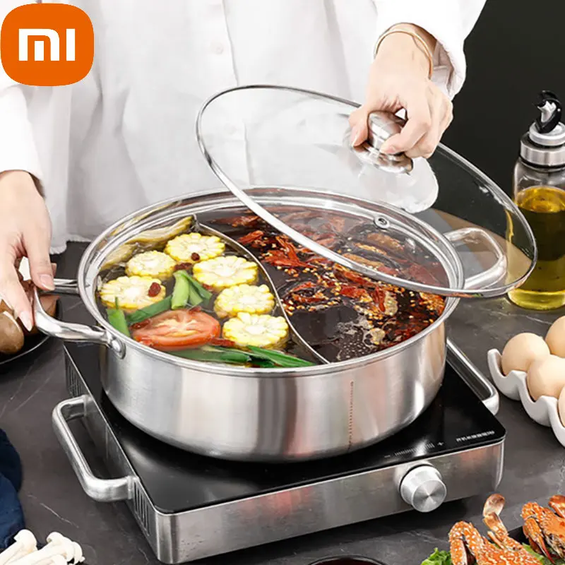 Кастрюля кухонная Xiaomi с крышкой, из нержавеющей стали 304