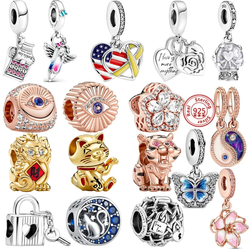 

925 пробы серебряные Новые сверкающие вставные пишущие качели с изображением Инь Янь подходят для оригинального браслета Pandora