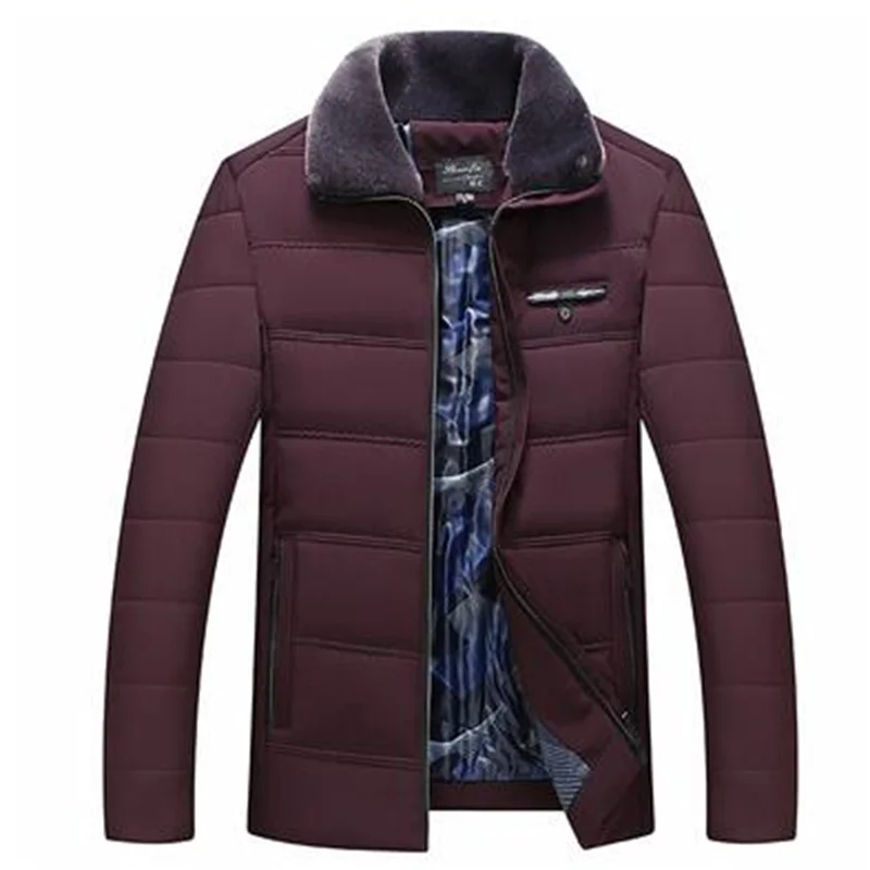 winter warm jacket men coat Cotton clothes Short down jacket with thick velvet Middle-aged and elderly fur collar b290