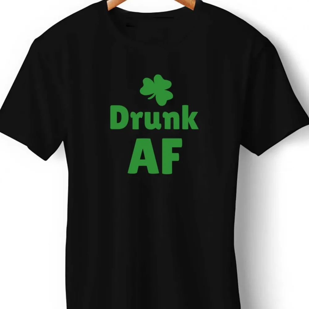 

Drunk AF T Shirts Shamrock Graphic Shirt Lucky Clover Tee Shirts Unisex 100% Cotton Round Neck Casual Tops Blouses