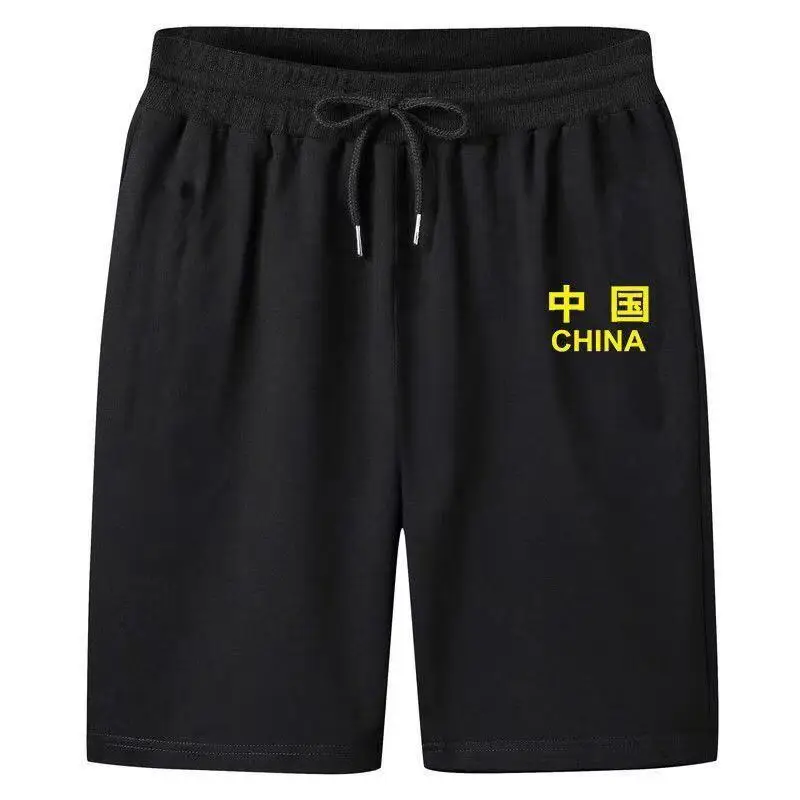 

China Text Print Ice Silk Shorts Men Summer Beach Shorts Cool Down Five-point Pants Loose Quick-drying Shorts Sweatpants