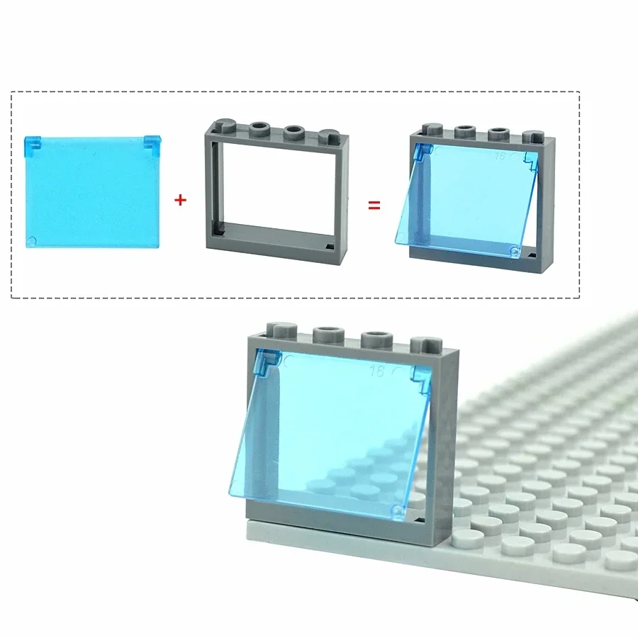 Строительные блоки для городских окон MOC дверная рама дома стеклянные кирпичи