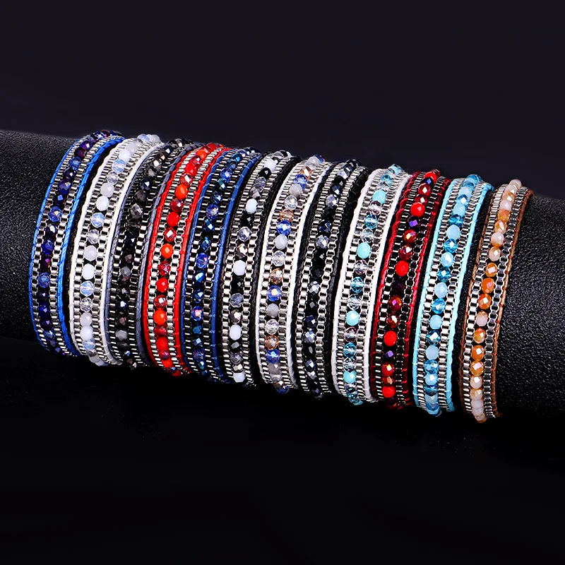 

Boho Adjustable Bracelet for Women and Men Ethnic Hand Woven Beaded Tila Beads Crystal Bracelet Charm Wristband Jewelry
