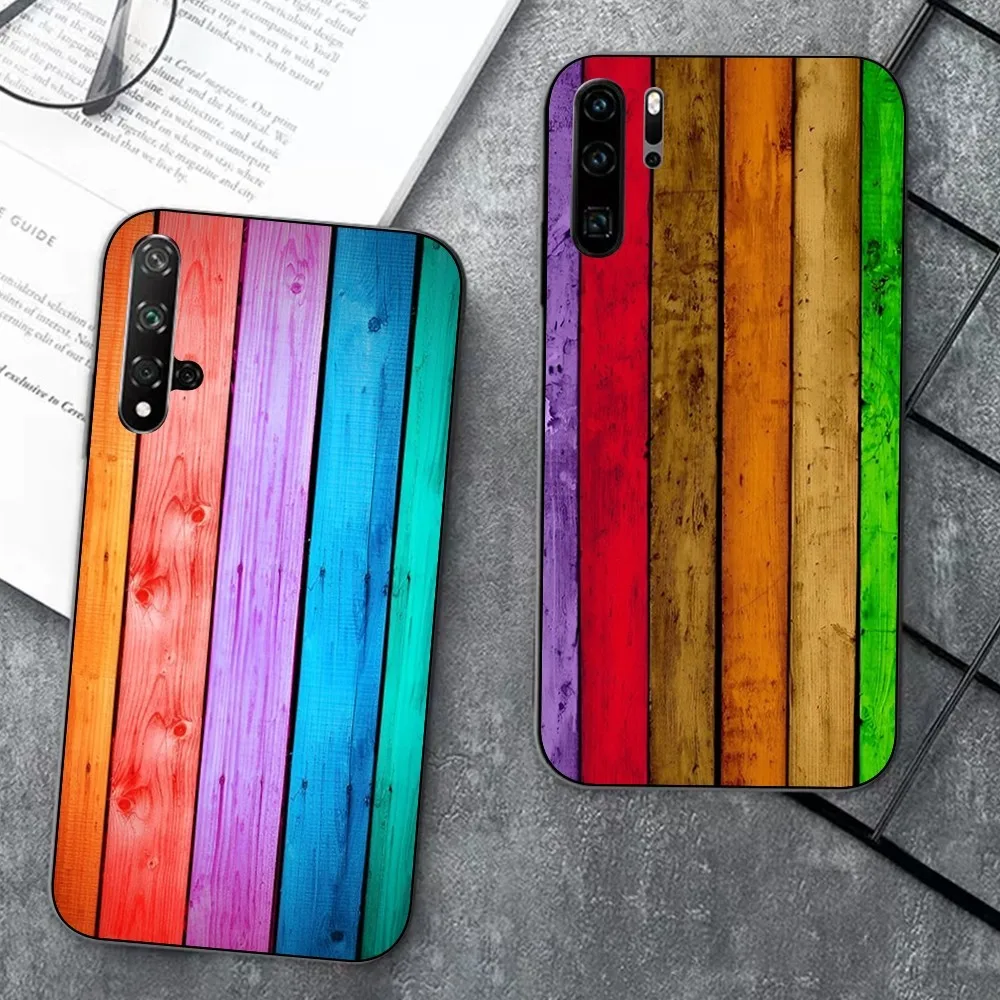 Чехол для телефона с цветным деревянным зерном Huawei P 8 9 10 20 30 40 50 Pro Lite Psmart Honor lite 70 Mate