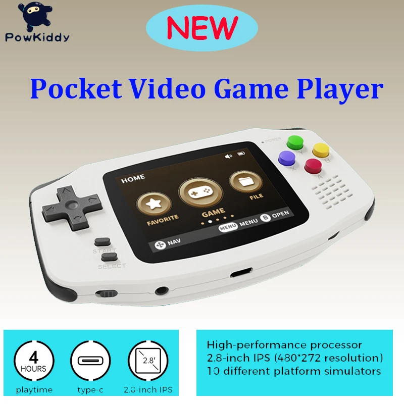 

Игровая консоль POWKIDDY A30, 2,8 дюйма, GBA, ручной экран IPS HD, 32 ГБ, 4000 встроенных игр, портативная игра, подарок для детей