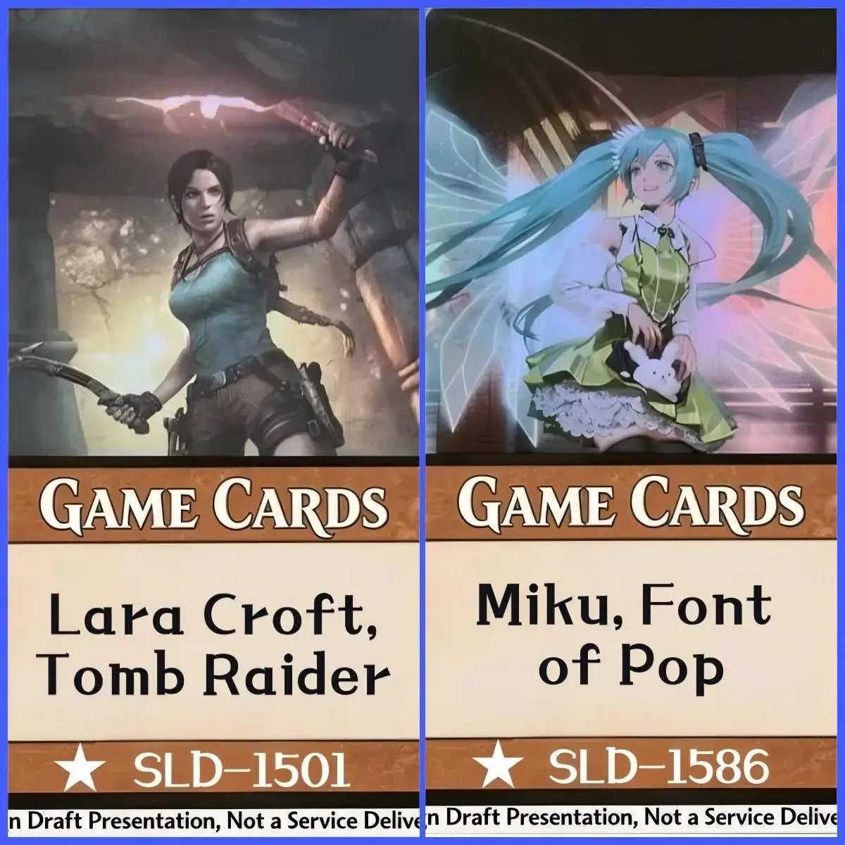 Продаются фольгированные карты Goldspan Dragon Lara Croft, Tomb Raider Storm, Force of Nature, Miku, прокси-карты высшего качества. (art.: 3920dc76bceea) - 3920dc76bceea