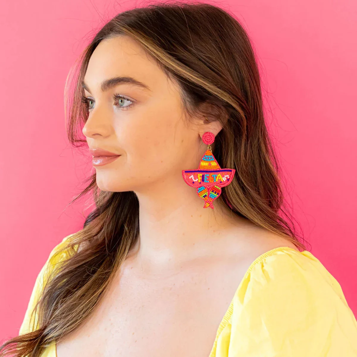

Miwens Fun and Festive Fiesta Sombrero Earrings For Women Handmade Beaded Statement Ear Jewelry Super Cute Accessories Celebrate