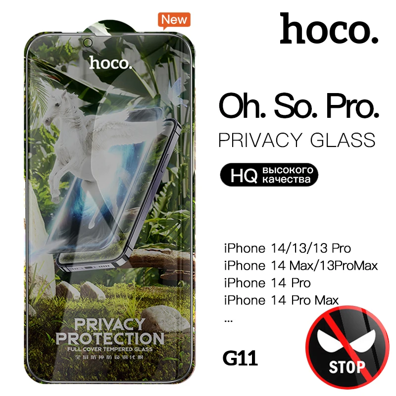 

HOCO Full Screen privacy protection Glass for iPhone 14 Pro Max 13 12 Pro Curved Tempered Glass Film for iPhone 7 8 Plus 11 X XR