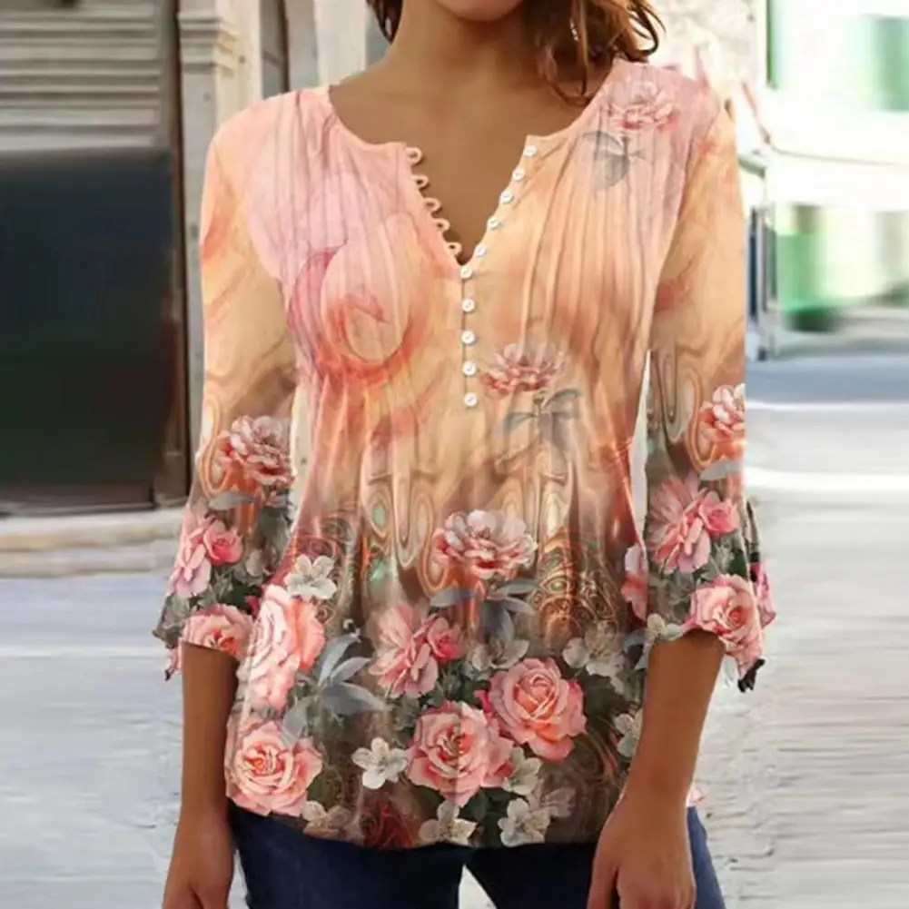 

Футболка женская летняя легкая плиссированная с цветочным принтом