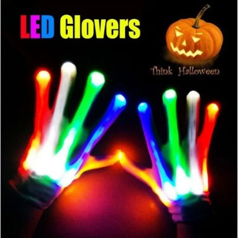 

Flashing Novelty Lighting LED Gloves Neon Guantes Glowing Halloween Party Light Luminous Skull Gloves Stage Costume Christmas