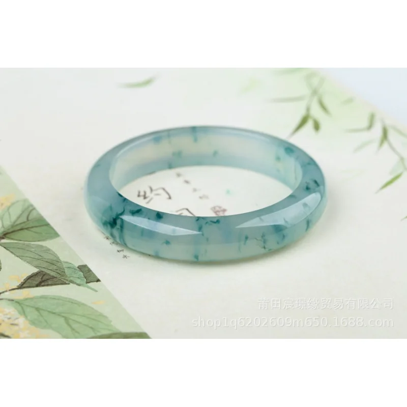 Браслет из Мьянмы с зеленым плавающим цветком и нефритом