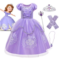 kids cartoon sophia the first anime costume girls princess dress floral appliques ball gown kids carnival sofia cosplay robes