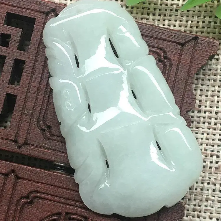 

Natural 100% real A jadeite bamboo pendant necklace carved charm jewellery fashion amulet for men women lucky gifts DIY
