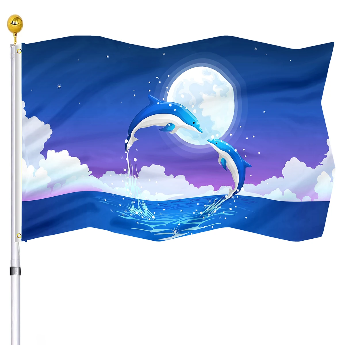 

Флаг с двумя прыгающими дельфинами, флаг с мультяшными морскими животными, флаги с двойной прострочкой, баннеры с латунными кольцами, внутренний и наружный Декор для дома