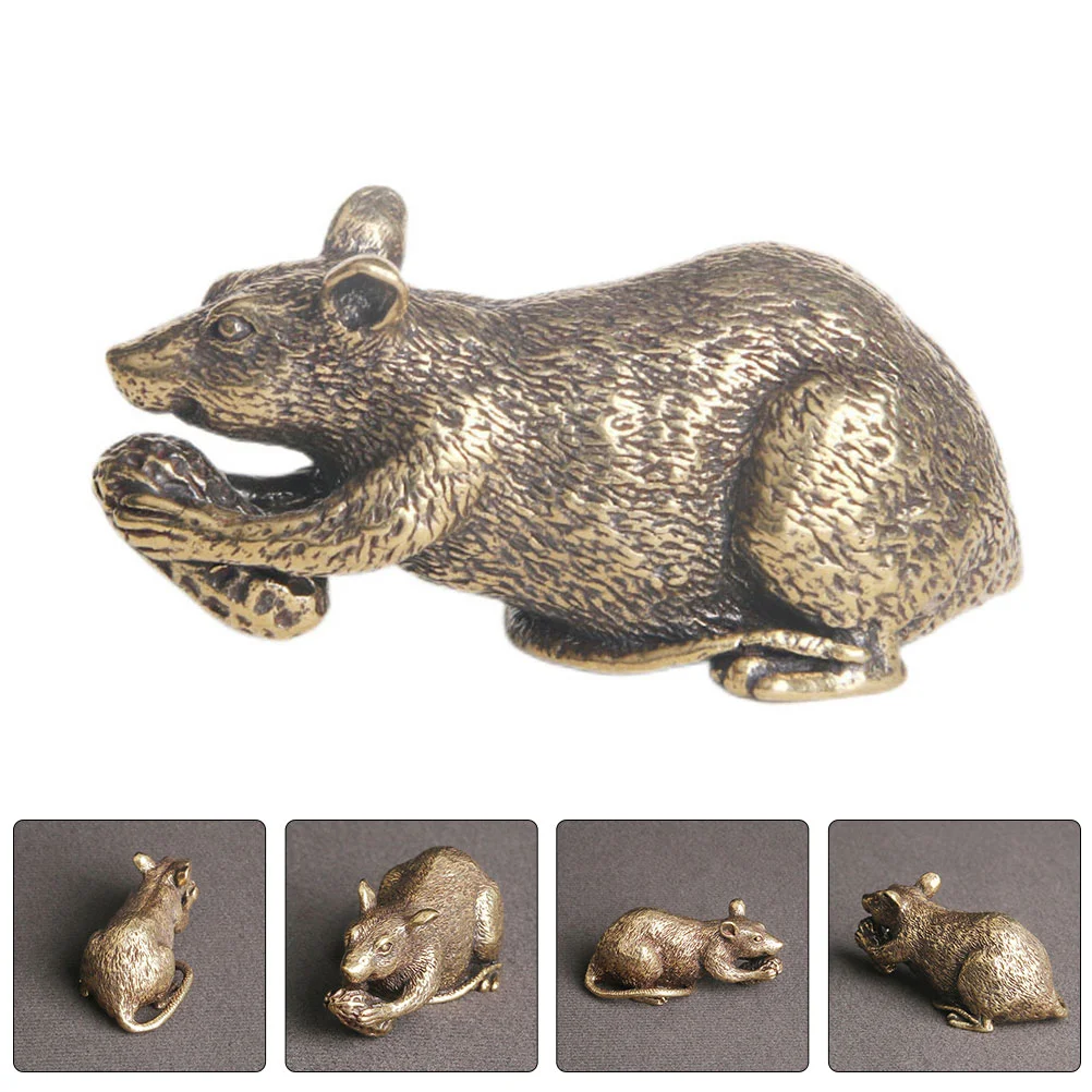 

Copper Mice Sculpture Brass Mouse Ornament Car Dashboard Decorations Household Figurine