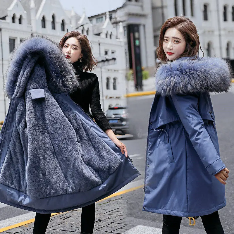 

2023 A Winter Jacket Women Parka Fashion Long Thick Coat Wool Liner Hooded Parkas Fur Collar Warm Snow Wear Padded Clothes 6XL