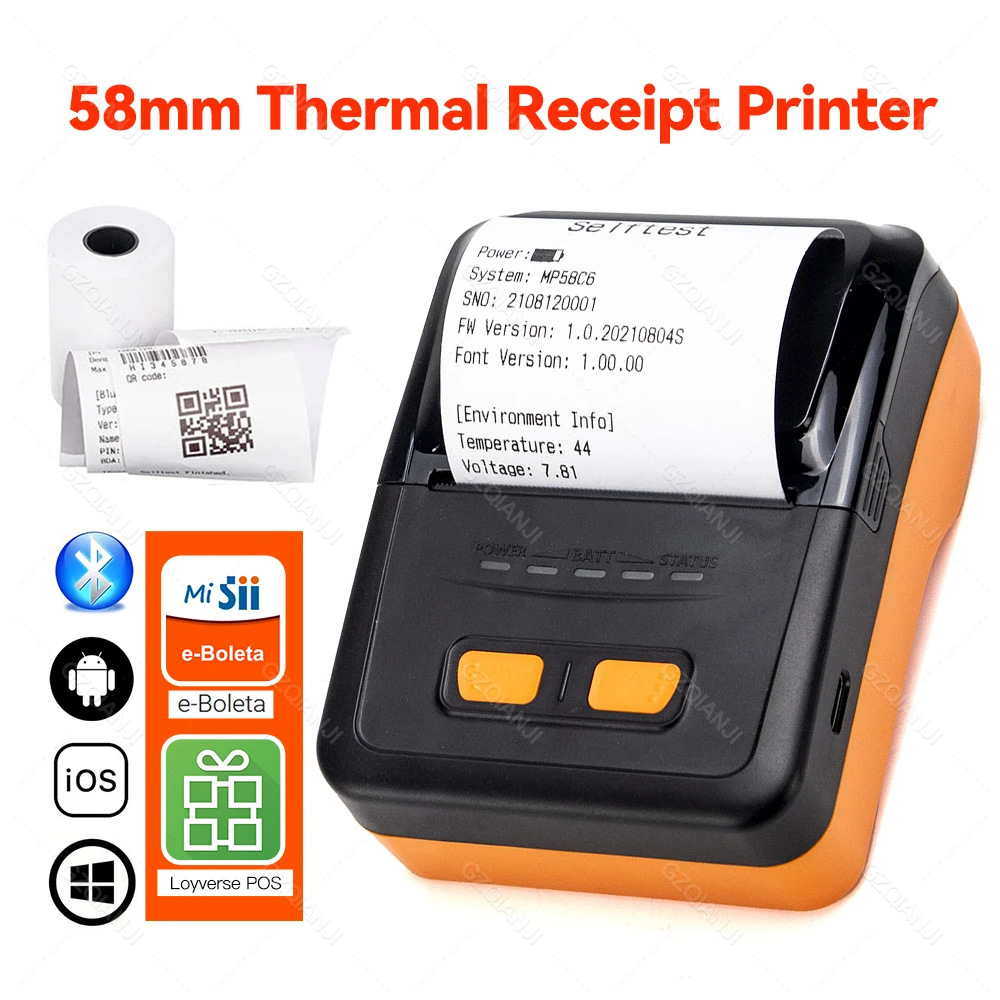 

58 мм термальные чековые принтеры USB Bluetooth совместимый интерфейс беспроводное соединение с телефоном бесплатное применение SII мини-принтер