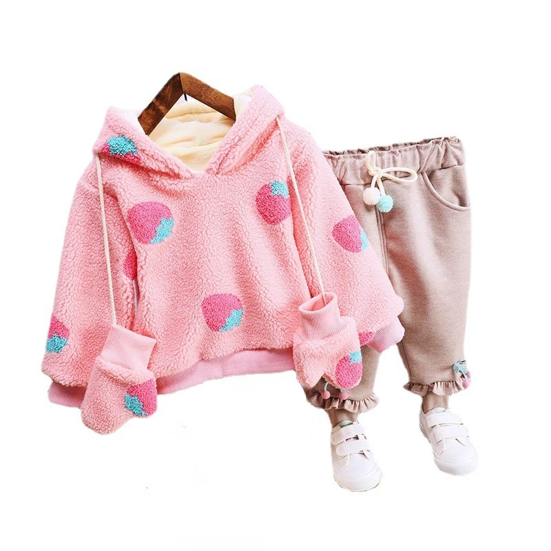 

New Winter Fashion Baby Clothes Suit Children Girls Cute Thick Hoodies Pants 2Pcs/Sets Toddler Casual Costume Kids Tracksuits