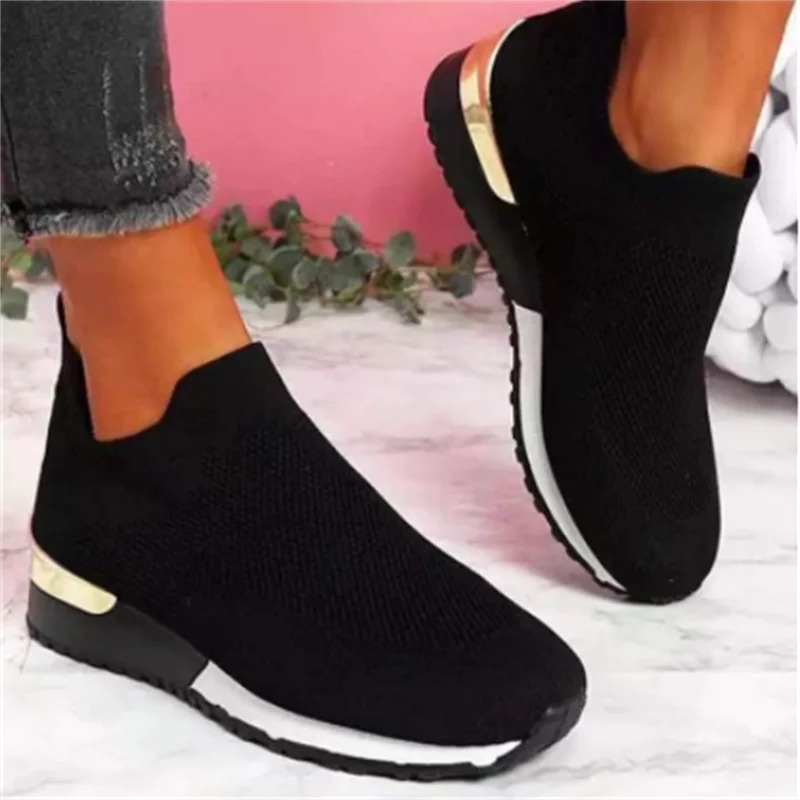 

2022 Breathable Mesh Fashion Casual Sports Shoes Platform Flats Shoes Light Wedge Sneakers Woman Vulcanize Shoes Zapatillas