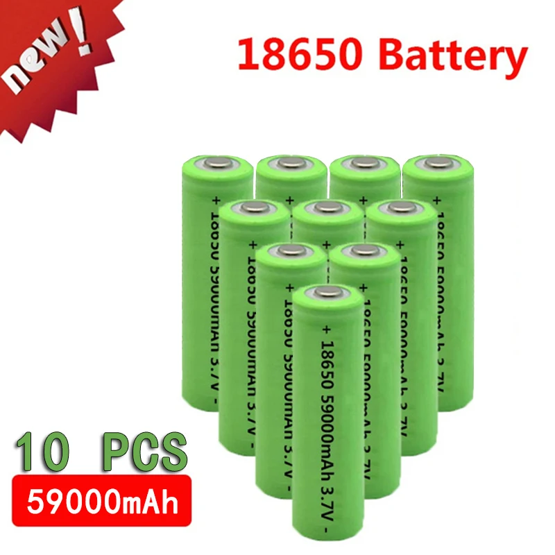 

Dropshipping 1-10 PCS 18650 3.7V 59000mAh High-capacity Lithium Ion Rechargeable Battery for Charging Counter Lamp Flashlight