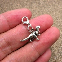 3pcs antique silver color dinosaur charm pendant with lobster clasp dinosaur clip on charms for bracelets necklace