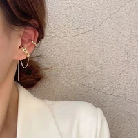 coconal trendy french imitation long tassel earrings without pierced punk ear cuff for women girl fashion ear clip jewelry gift