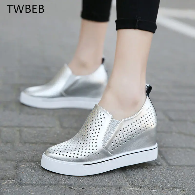

Fashion Casual Shoes Women Platform Shoes Women White Mesh Breathable Sneakers Women Black Heightening Shoes Student
