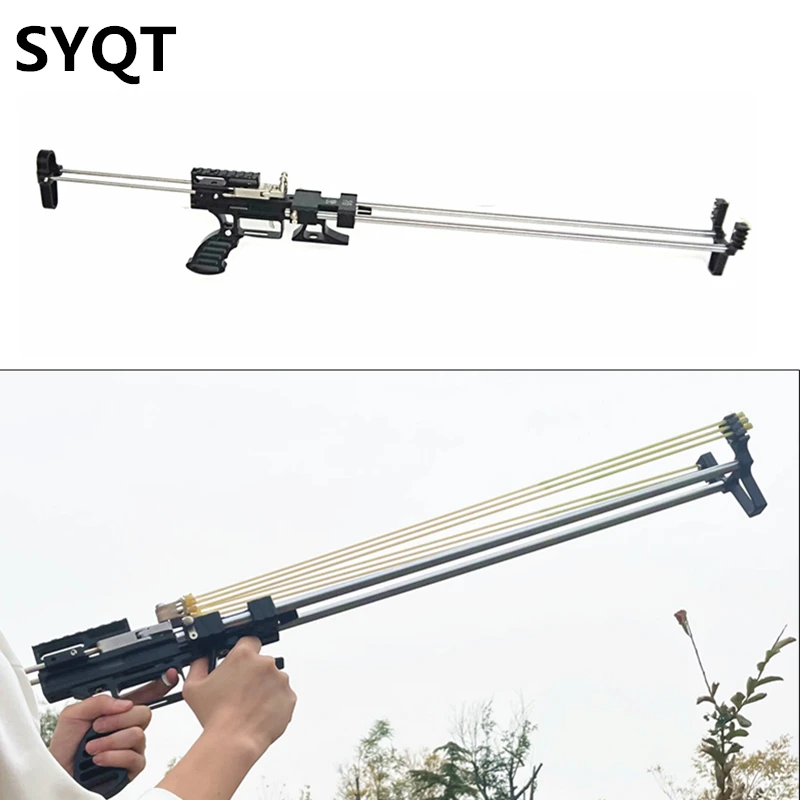 

New Powerful 8-hole Telescopic Long Rod Rifle Hunting Slingshot Shooting Game Powerful Precision Catapult Outdoor Sports Toy