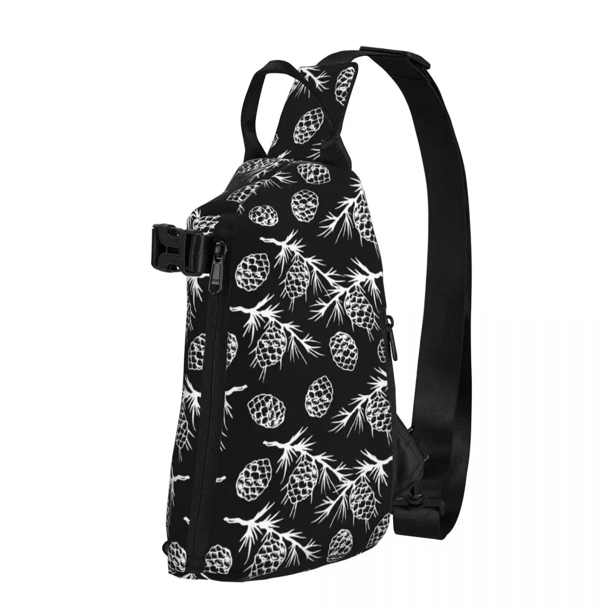 

White Pine Cones Shoulder Bags Festive Fall Print Running Chest Bag Women Sport Print Sling Bag Novelty Phone Small Bags