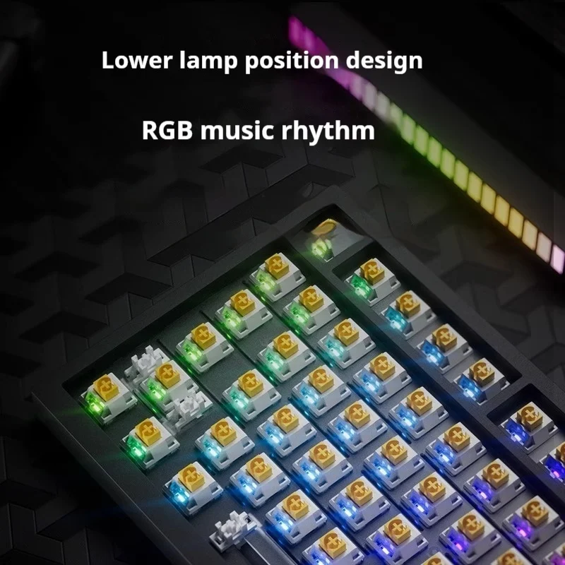 Ajazz Ak820 PRO Third Mock Bluetooth 2 4g Беспроводная бесшумная механическая клавиатура Pbt Rbg с