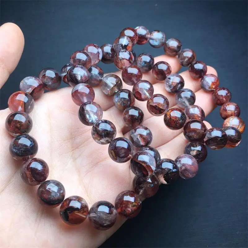 12 мм натуральный огненный кварц браслет гематоид красочные драгоценные камни