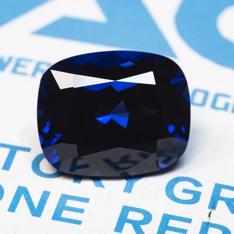 Выращенный в лаборатории сапфир прямоугольная форма подушки королевский синий