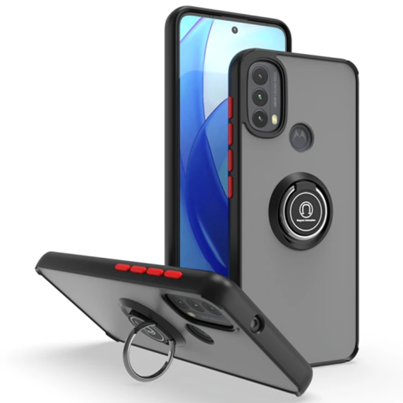 

For Motorola Moto E20 E40 Case Luxury Shockproof Armor Phone Case For Moto E7 E7i Power 2021 Car Stand Ring Magnetic Back Cover